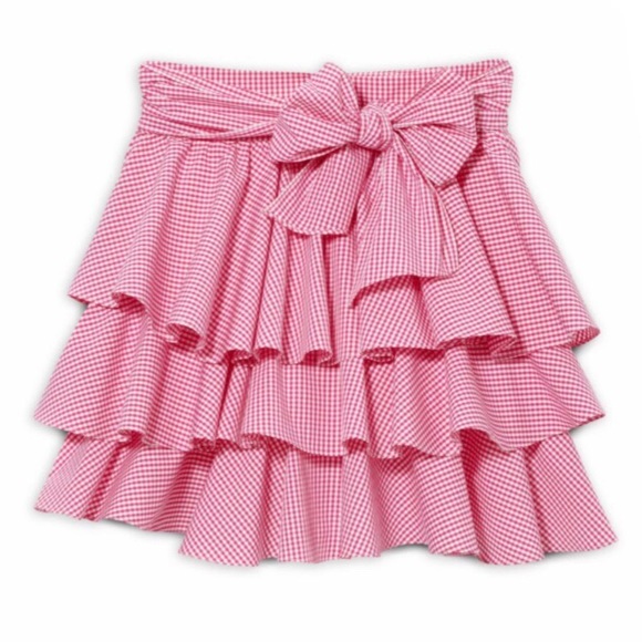 Scripted Gingham Tiered Ruffled Mini Skirt Sz Med - Picture 4 of 8